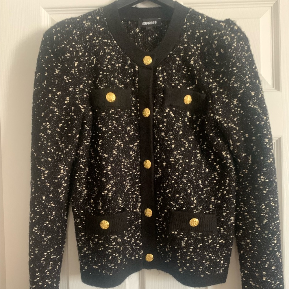 Express Sweater Beautiful black and gold with gold buttons